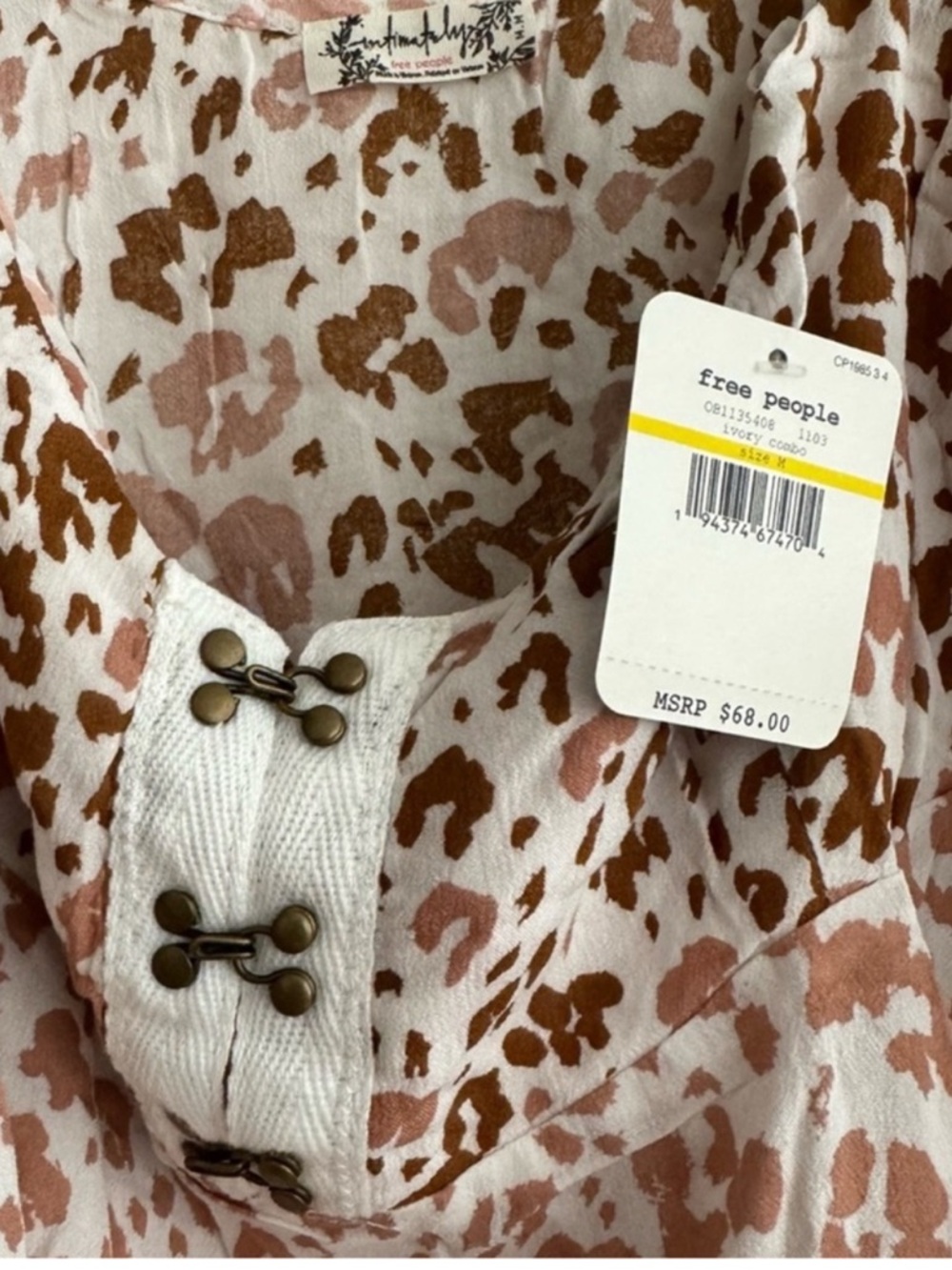 Free People Camisole with Blush Pink and Brown Leopard Print - Picture 5 of 5